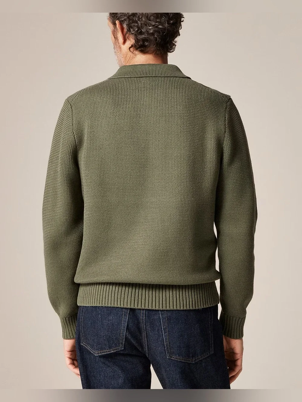 Cotton racking-stitch sweater-polo